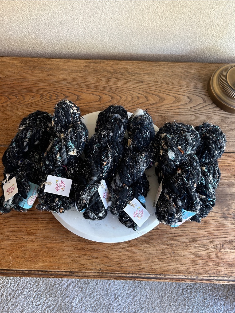 Knit collage yarn. Happy DanceBlack Mixed-Texture Yarn Bundle - Artisanal yarn
